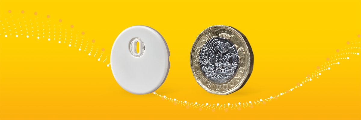 FreeStyle Libre 3 sensor matches the sizes of a £1 coin
